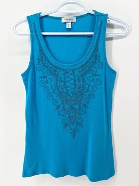 Y2K Dressbarn Women’s Small Embellished Fairycore Sleeveless 100% Cotton Top